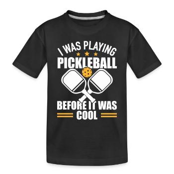 Pickleball Player Ball Sports Wooden Racket Tennis - Kids' Premium Organic T-Shirt - black - Front