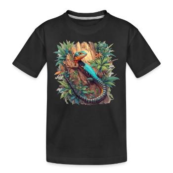 Eidechsen Eidechse - Kinder Premium Bio T-Shirt - Schwarz - Vorne