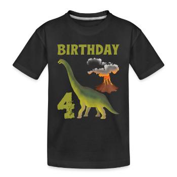 4 ans anniversaire garçon Dino Volcano - 4ème - T-shirt bio Premium Enfant - noir - Devant