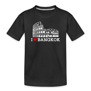 J’aime Bangkok Thaïlande amoureux Cool Coeur Drapeau Jeu de mots - T-shirt bio Premium Enfant - noir - Devant