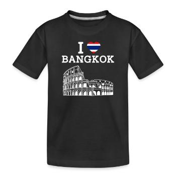 J’aime Bangkok Colisée Jeu de mots Thaïlande Drapeau du cœur - T-shirt bio Premium Enfant - noir - Devant