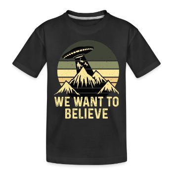 UFO-Bigfoot Nessie Einhorn - Kinder Premium Bio T-Shirt - Schwarz - Vorne