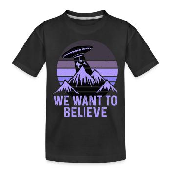 UFO-Bigfoot Nessie Einhorn - Kinder Premium Bio T-Shirt - Schwarz - Vorne