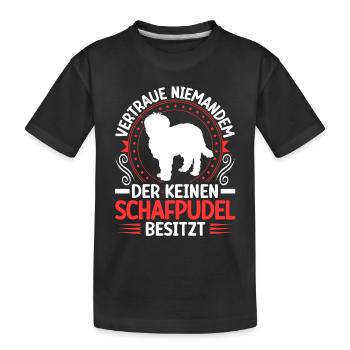 Schafpudel Ich besitze einen Hütepudel - Kinder Premium Bio T-Shirt - Schwarz - Vorne