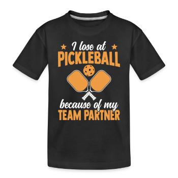 Je perds au pickleball à cause de mon partenaire d’équipe - T-shirt bio Premium Enfant - noir - Devant