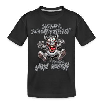 Verrücktes Nashorn Lieber durchgeknallt als einer - Kinder Premium Bio T-Shirt - Schwarz - Vorne