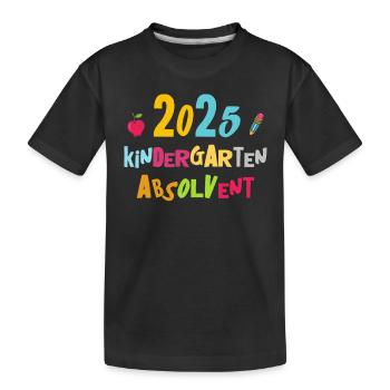 Abschied Kindergarten 2025 Geschenk Mädchen Jungen - Kinder Premium Bio T-Shirt - Schwarz - Vorne