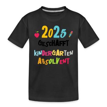 Abschied Kindergarten 2025 Geschenk Mädchen Jungen - Kinder Premium Bio T-Shirt - Schwarz - Vorne