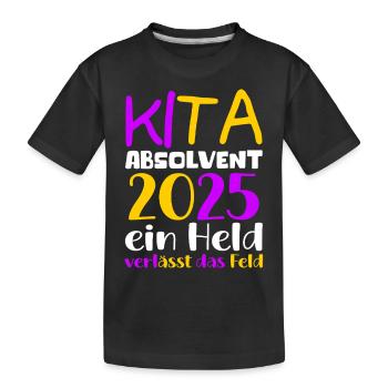 Abschied Kindergarten 2025 Geschenk Mädchen Jungen - Kinder Premium Bio T-Shirt - Schwarz - Vorne