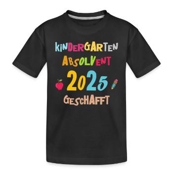 Abschied Kindergarten 2025 Geschenk Mädchen Jungen - Kinder Premium Bio T-Shirt - Schwarz - Vorne