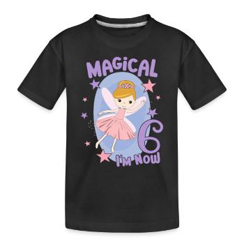 6ème anniversaire fille fée 6 ans bday fête - T-shirt bio Premium Enfant - noir - Devant