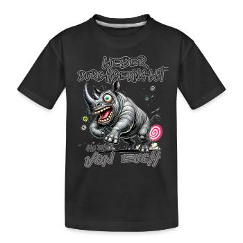 Nashorn Lieber durchgeknallt als einer von euch - Kinder Premium Bio T-Shirt - Schwarz - Vorne