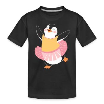 Tanzender Pinguin im Ballettkostüm Freude - Kinder Premium Bio T-Shirt - Schwarz - Vorne