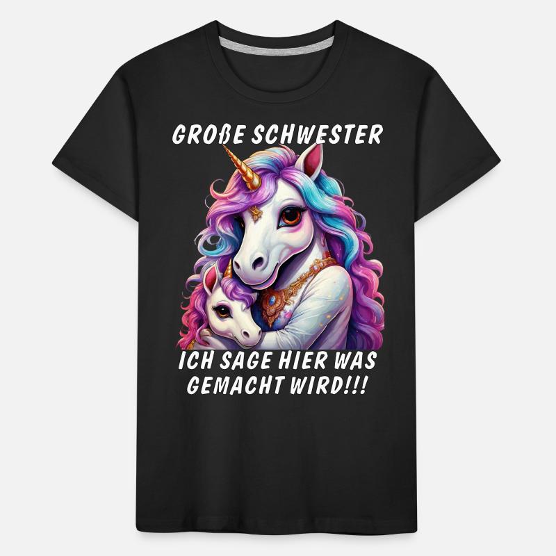 EINHORN GROßE SCHWESTER Kinder Premium Bio T-Shirt