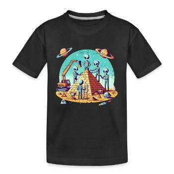Les extraterrestres construisent une pyramide - T-shirt bio Premium Enfant - noir - Devant