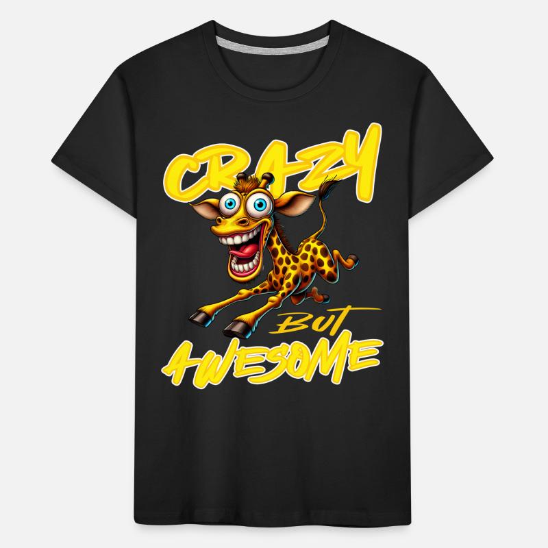 Crazy but Awesome Giraffe Comic Style Kids' Premium Organic T-Shirt