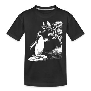 Vogelbeobachtung Pinguin Am Teich - Kinder Premium Bio T-Shirt - Schwarz - Vorne