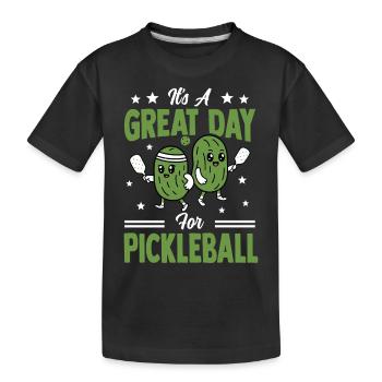 Pickleball Paddleball Teamsport Outfit Pickle - Kinder Premium Bio T-Shirt - Schwarz - Vorne