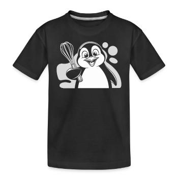 Pingouin joyeux avec un fouet à la main - T-shirt bio Premium Enfant - noir - Devant