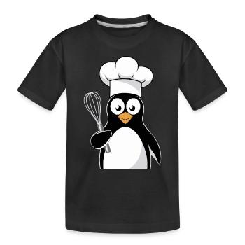 Pingouin Cuisinier avec motif de fouet - T-shirt bio Premium Enfant - noir - Devant