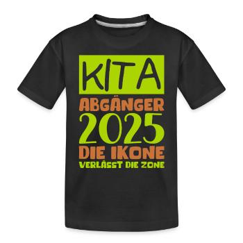 Abschied Kindergarten 2025 Geschenk Mädchen Jungen - Kinder Premium Bio T-Shirt - Schwarz - Vorne