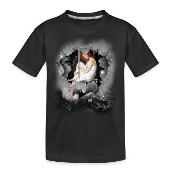 mystisch Märchen Märchenfigur Mädchen Fee Elfe - Kinder Premium Bio T-Shirt - Schwarz - Vorne