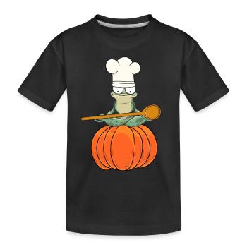 Frosch Kürbis Koch Kochkunst Halloween kochen - Kinder Premium Bio T-Shirt - Schwarz - Vorne