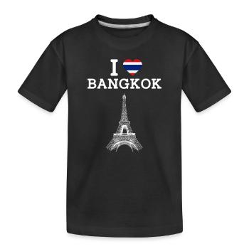 J’aime Bangkok Cool Thaïlande Jeu de mots Tour Eiffel Fun - T-shirt bio Premium Enfant - noir - Devant