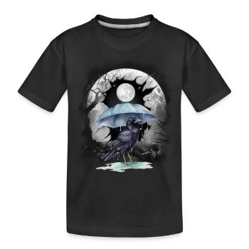 Halloween, oiseau, corbeau, corbeau, corbeau, forêt, lune - T-shirt bio Premium Enfant - noir - Devant