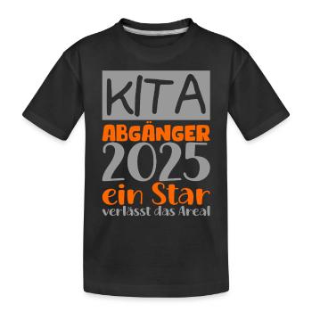 Abschied Kindergarten 2025 Geschenk Mädchen Jungen - Kinder Premium Bio T-Shirt - Schwarz - Vorne