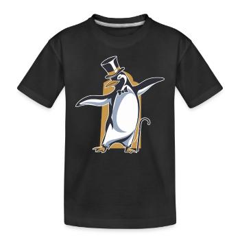 Pingouin en queue de pie avec chapeau haut de forme dansant - T-shirt bio Premium Enfant - noir - Devant