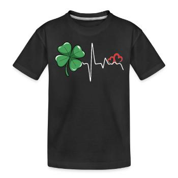 Shamrock Heartbeat Saint-Patrick Amour Femmes - T-shirt bio Premium Enfant - noir - Devant