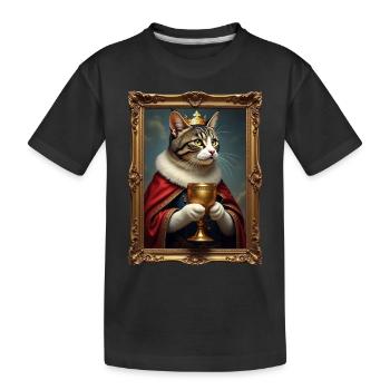 Medieval Cat in Picture Frame Art Crown - Kids' Premium Organic T-Shirt - black - Front