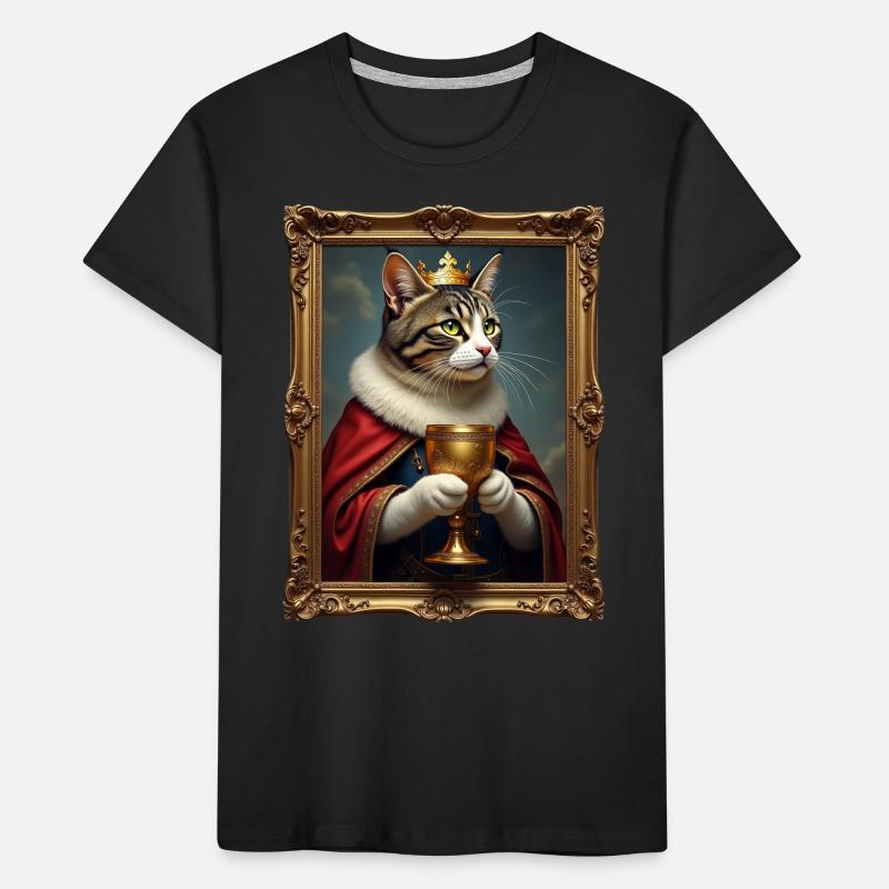 Mittelalter Katze im Bilderrahmen Kunst Krone Kinder Premium Bio T-Shirt