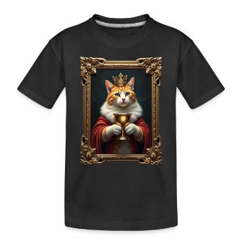Medieval Cat in Picture Frame Art Crown - Kids' Premium Organic T-Shirt - black - Front