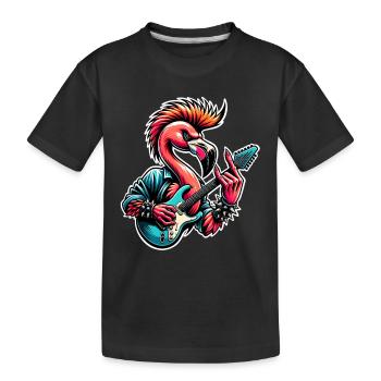 Flamingo Rock and Roll guitarist - Kids' Premium Organic T-Shirt - black - Front