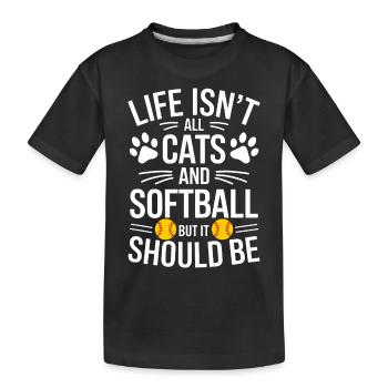 Softball Dire Chats Drôle Softball Cadeau - T-shirt bio Premium Enfant - noir - Devant