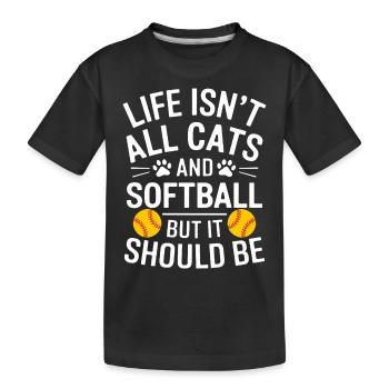 Softball Dire Chats Drôle Softball Cadeau - T-shirt bio Premium Enfant - noir - Devant