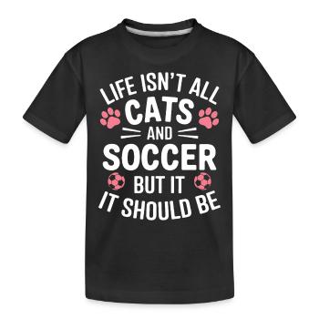 Fußball Spruch Katze Lustige Fussballer Geschenk - Kinder Premium Bio T-Shirt - Schwarz - Vorne