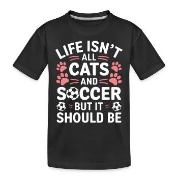 Fußball Spruch Katze Lustige Fussballer Geschenk - Kinder Premium Bio T-Shirt - Schwarz - Vorne