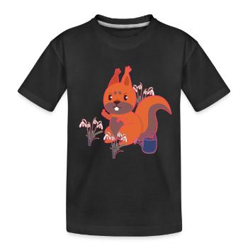 Printemps Écureuil Perce-Neige Enfants - T-shirt bio Premium Enfant - noir - Devant