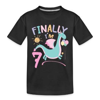 7ème anniversaire Fille Dracon 7 ans Cadeaux - T-shirt bio Premium Enfant - noir - Devant