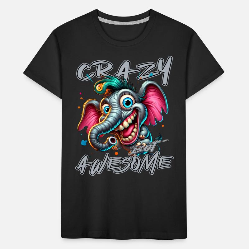 Crazy but Awesome Elephant Comic Style Kids' Premium Organic T-Shirt
