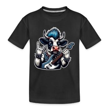 Kuh Rock and Roll Gitarrist - Kinder Premium Bio T-Shirt - Schwarz - Vorne