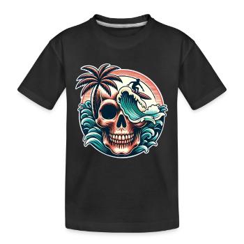 Surfing Surfer skull - Kids' Premium Organic T-Shirt - black - Front