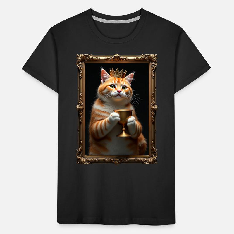 Mittelalter Katze im Bilderrahmen Kunst Krone Kinder Premium Bio T-Shirt