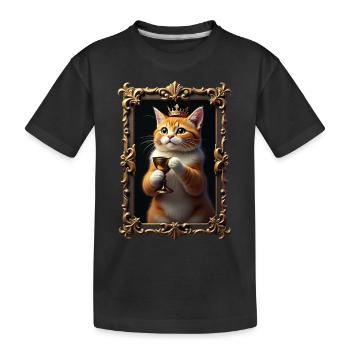 Mittelalter Katze im Bilderrahmen Kunst Krone - Kinder Premium Bio T-Shirt - Schwarz - Vorne