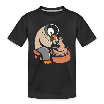 Pinguin Töpferei Kunsthandwerk Leidenschaft - Kinder Premium Bio T-Shirt - Schwarz - Vorne