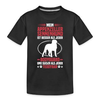 Mountain Dog protects me Appenzeller Mountain Dog - Kids' Premium Organic T-Shirt - black - Front