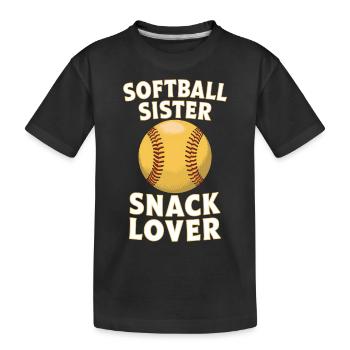 Softball Spruch Schwester Lustig Softball Geschenk - Kinder Premium Bio T-Shirt - Schwarz - Vorne